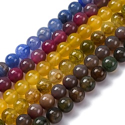 Natural Agate Beads Strands, Dyed & Heated, Round, Mixed Color, 10~10.5mm, Hole: 1.5mm, about 39pcs/strand, 15.55 inch(39.5cm)(G-F783-I01-01)