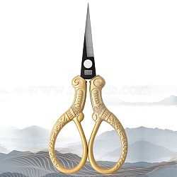 Stainless Steel Scissors, Embroidery Scissors, Sewing Scissors, with Zinc Alloy Handle, Gold, 109x48mm(PW-WG57534-03)