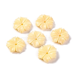 Synthetic Coral Beads, Dyed, Flower, Lemon Chiffon, 13x12.5x3mm, Hole: 1mm(CORA-C002-02A)