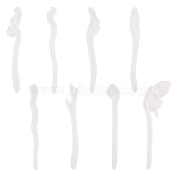 Hairpin DIY Silicone Molds, Resin Casting Molds, For UV Resin, Epoxy Resin Jewelry Making, Hair Stick Molds, White, 18.1~18.6x1.8~6x0.7~1.1cm, 8pcs/set(PH-DIY-G005-35)