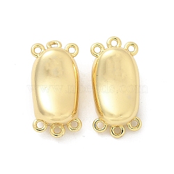 Brass Box Clasps, 3-Strand, 6-Hole, Oval, Golden, 19.5x8.5x8mm, Hole: 1mm(KK-Z083-21G)