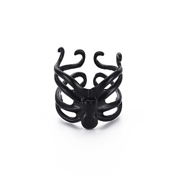 Men's Alloy Cuff Finger Rings, Open Rings, Cadmium Free & Lead Free, Spider, Electrophoresis Black, US Size 9(18.9mm)