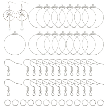 DIY Big Circle Drop Earrings Making Kit, Including 304 Stainless Steel Pendants & Earring Hooks & Jump Rings, Stainless Steel Color, 150Pcs/box