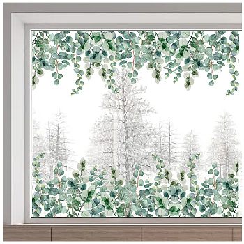 PVC Window Static Stickers, Rectangle Shape, for Window Decoration, Leaf, 380x1160mm