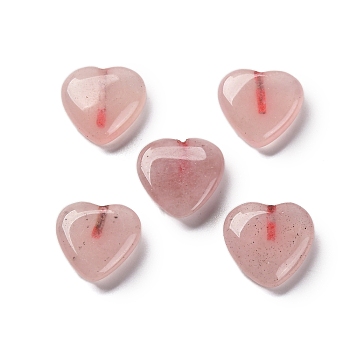 Natural Rose Quartz Beads, Half Drilled, Heart, 12x12x3.5~4.5mm, Hole: 1mm