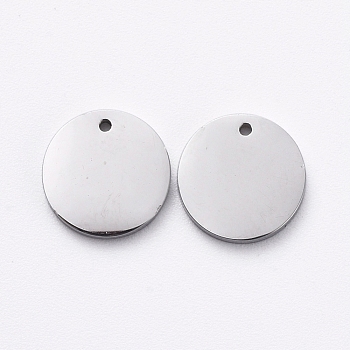 304 Stainless Steel Stamping Blank Tag Charms, Manual Polishing, Flat Round, Stainless Steel Color, 8x1mm, Hole: 0.7mm