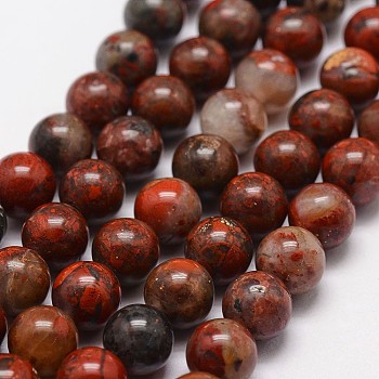 Natural Brecciated Jasper Beads Strands, Round, 8mm, Hole: 1.2mm, 48pcs/strand, 15.7 inch