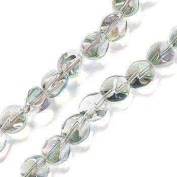 Electroplate Glass Beads Strands, Full Rainbow Plated, Nuggets, Medium Aquamarine, 7x6.5x6mm, Hole: 0.9mm, about 90pcs/strand, 24.41 inch(62cm)