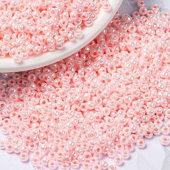 MIYUKI Round Rocailles Beads, Japanese Seed Beads, 8/0, (RR427) Opaque Light Pink Luster, 8/0, 3mm, Hole: 1mm, about 2111~2277pcs/50g