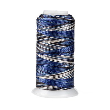 Segment Dyed Round Polyester Sewing Thread, for Hand & Machine Sewing, Tassel Embroidery, Dark Blue, 12-Ply, 0.8mm, about 300m/roll