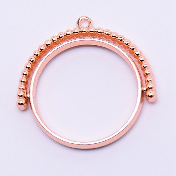 Alloy Open Back Bezel Pendants, Rotatable Pendants, For DIY UV Resin, Epoxy Resin, Pressed Flower Jewelry, Lead Free & Cadmium Free, Flat Round, Rose Gold, 33.5x34x4mm, Hole: 1.8mm