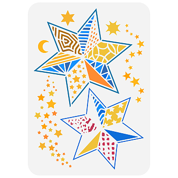 Plastic Drawing Painting Stencils Templates, for Painting on Scrapbook Fabric Tiles Floor Furniture Wood, Rectangle, Star, 29.7x21cm