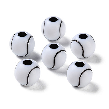 Opaque Acrylic European Beads, Craft Style, Large Hole Beads, Tennis, White, 11x10mm, Hole: 4mm, about 1000pcs/500g