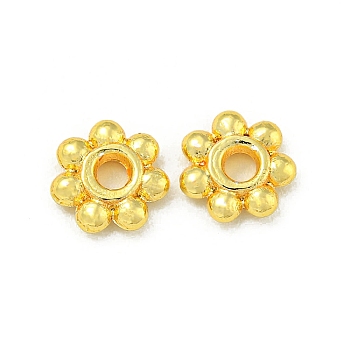 Rack Plating Zinc Alloy Spacer Beads, Long-Lasting Plated, Flower, Real 18K Gold Plated, 6x1.5mm, Hole: 1.5mm