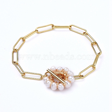 Brass Paperclip Chains Necklace & Bracelet Jewelry Sets(SJEW-JS01098)-6