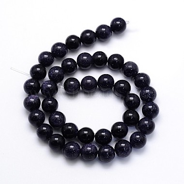 Synthetic Blue Goldstone Round Beads Strands(X-G-O047-11-4mm)-3