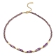 Natural Amethyst Rectangle & Shell Beaded Necklaces(NJEW-M206-01G-02)-1