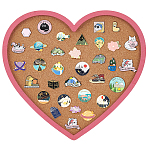 Wood Wall Jewelry Display Cork Tray, Heart, Pearl Pink, 27.3x30cm(AJEW-WH0348-466B)