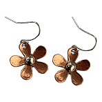 Alloy Dangle Earrings, Flower, Red Copper, 30x22mm(FS-WG91D4B-01)