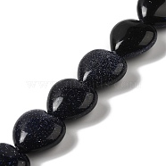 Synthetic Blue Goldstone Beads Strands, Heart, 15x16x7.5mm, Hole: 1mm, about 12pcs/strand, 6.97''~7.09''(17.7~18cm)(G-K335-01D)