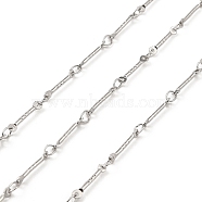 304 Stainless Steel Rectangle Link Chains, Soldered, Textured, with Spool, Stainless Steel Color, 12.5x1x1mm, Ring: 2mm, about 10m/roll(CHS-G025-11P)