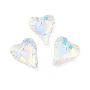 Electroplated Glass Pendants, Back Plated, Faceted, Heart Charms, Alice Blue, 17.5x14x5mm, Hole: 1.2mm(X-EGLA-M029-05-01)