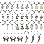 33Pcs Ocean Theme DIY Hair Accessories, Alloy Pendants and 304 Stainless Steel Jump Rings, for Hair Styling, Antique Silver, 30~49mm, 11 style, 3pcs/style, 33pcs/set(PALLOY-PH01468)