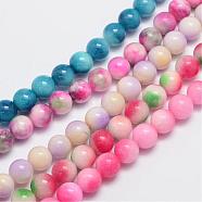 Natural & Dyed Malaysia Jade Bead Strands, Round, Mixed Color, 4mm, Hole: 0.8mm, about 89pcs/strand, 15 inch(G-A146-4mm-C)