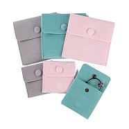 6Pcs 6 Colors Square Velvet Jewelry Bags, with Snap Fastener, Mixed Color, 7x7x0.95cm, 1pc/color(TP-LS0001-05)