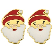 Ion Plating(IP) 304 Stainless Steel Enamel Stud Earrings, Real 14K Gold Plated, For Christmas, Santa Claus, 13.5x9.5mm(EJEW-I316-04G-03)