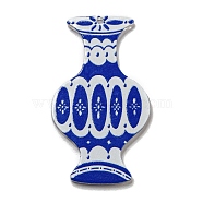 Printed Aerylic Pendants, Blue and white Porcelain, Royal Blue, 49.5x28x2.2mm, Hole: 2mm(OACR-P026-E01)