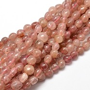 Natural Strawberry Quartz Nuggets Beads Strands, Tumbled Stone, 5~10x6~7x3~7mm, hole: 1mm, about 14.9 inch~15.7 inch(G-J335-17)