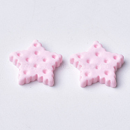 Resin Cabochons, Star Biscuit, Pink, 20~21x21~22x4mm(CRES-Q206-03B)