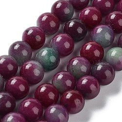 Dyed Natural Malaysia Jade Beads Strands, Round, Purple, 8mm, Hole: 1mm, about 22~24pcs/strand, 7.48~7.87 inch(19~20cm)(G-G021-01B-05)