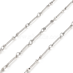 Tarnish Resistant 304 Stainless Steel Rectangle Link Chains, Soldered, Textured, with Spool, Stainless Steel Color, 12.5x1x1mm, Ring: 2mm, about 10m/roll(CHS-G025-11P)