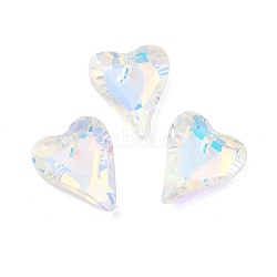 Electroplated Glass Pendants, Back Plated, Faceted, Heart Charms, Alice Blue, 17.5x14x5mm, Hole: 1.2mm(X-EGLA-M029-05-01)