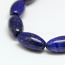 Natural Lapis Lazuli Rice Bead Strands, Dyed & Heated, Lapis Lazuli, 16x8mm, Hole: 1mm, about 24pcs/strnd, 15 inch(G-I115-03)