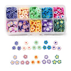 110g 10 Styles Handmade Polymer Clay Cabochons, Flower, Mixed Color, 10style/box(CLAY-SZ0001-50)
