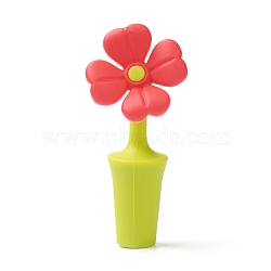 Silicone Wine Bottle Stoppers, Flower, Red, 89x40x24mm, Hole: 7.5mm(FIND-B001-04B)