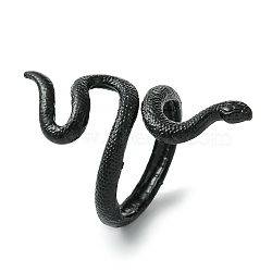 Snake Alloy Wrap Open Cuff Rings, Lead Free & Cadmium Free, Black, 41mm, Inner Diameter: 20mm(RJEW-K275-64EB)