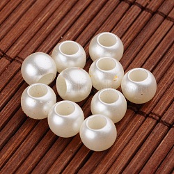 Imitation Pearl Acrylic European Beads, Large Hole Rondelle Beads, Old Lace, 8x6mm, Hole: 4mm(X-OPDL-L010-2901)