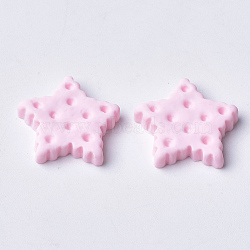 Resin Cabochons, Star Biscuit, Pink, 20~21x21~22x4mm(CRES-Q206-03B)