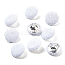 Cloth Shank Buttons, with Zinc Alloy Findings, Flat Round, for Overcoat Garment Accessories, 1-Hole, White, 19x8mm, Hole: 2x2.5mm(BUTT-XCP0001-12B)