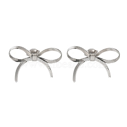 Non-Tarnish 304 Stainless Steel Bowknot Stud Earrings, Stainless Steel Color, 8x27.5mm(EJEW-H007-04P)