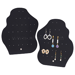 Acrylic Earring Display Stands, with Platinum Tone Iron Findings, Polygon, Black, 19.2x7x20.8cm, Hole: 2~4.5mm(EDIS-WH0006-28A)