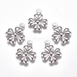 304 Stainless Steel Pendants, Clover, Stainless Steel Color, 14.5x11x1mm, Hole: 1.2mm(X-STAS-G227-08P)