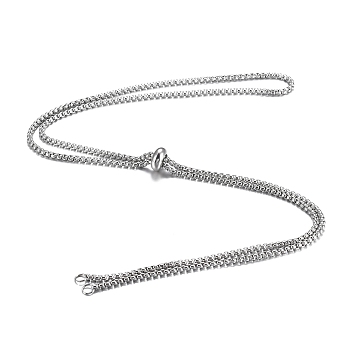 304 Stainless Steel Box Chain Slider Necklace Making, Stainless Steel Color, 14.76~29.72 inch(37.5~75.5cm)