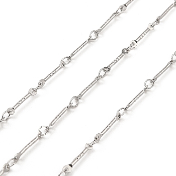 304 Stainless Steel Rectangle Link Chains, Soldered, Textured, with Spool, Stainless Steel Color, 12.5x1x1mm, Ring: 2mm, about 10m/roll