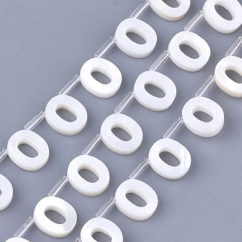 Natural Freshwater Shell Beads, Top Drilled Beads, White, Letter.O, 10x8.5x3mm, Hole: 0.8mm
