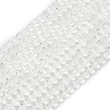 Transparent Glass Beads Strands, Rondelle, Faceted, Clear, 5x6x5mm, Hole: 1.2mm, about 98pcs/strand, 16.54~17.32''(42~44cm)